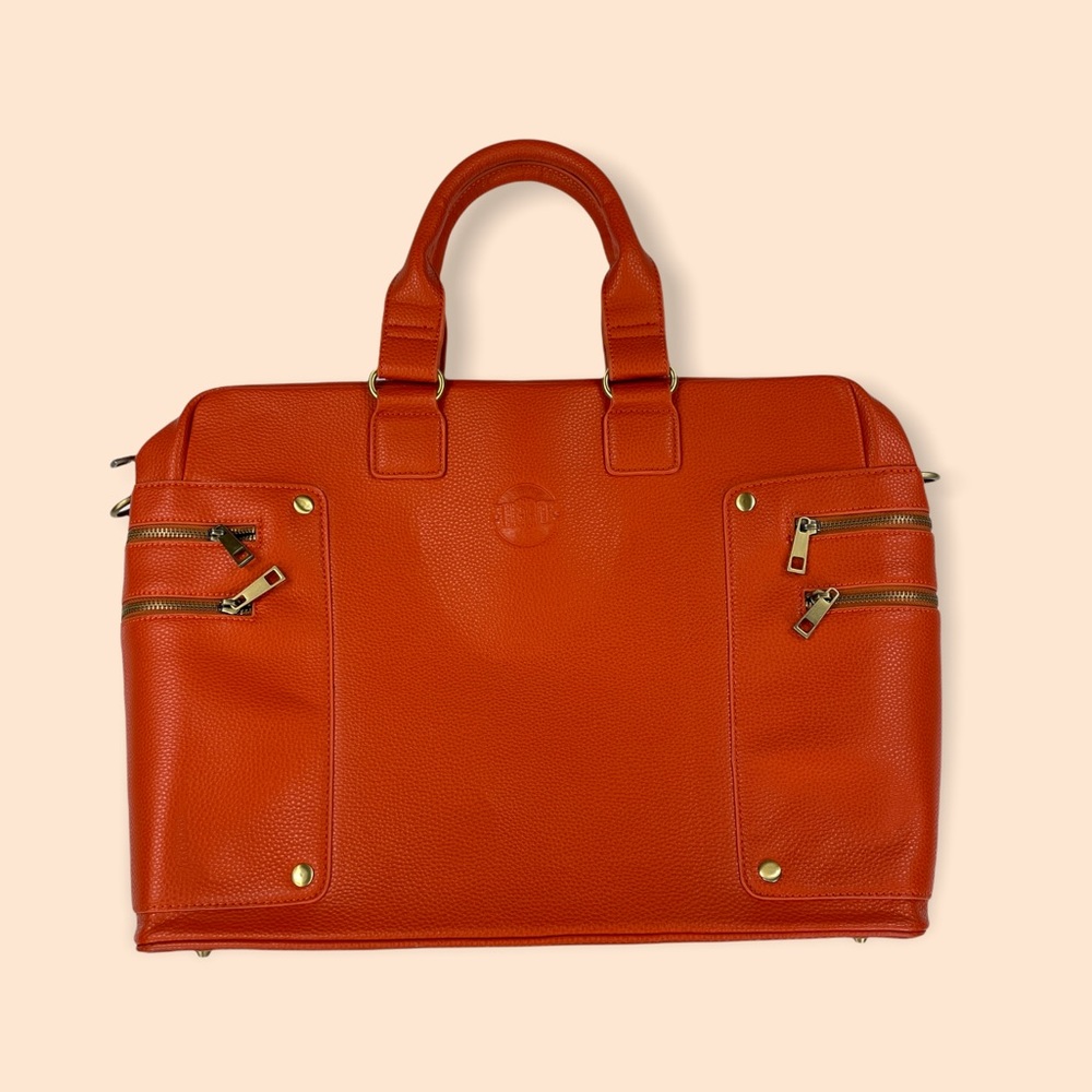 Hero Goods Roosevelt Orange Faux Leather Briefcase